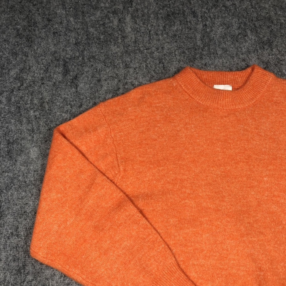H&M Sweater Womens XS Orange Crewneck Tight Knit Pullover Stretch Long Sleeve - Picture 3 of 16